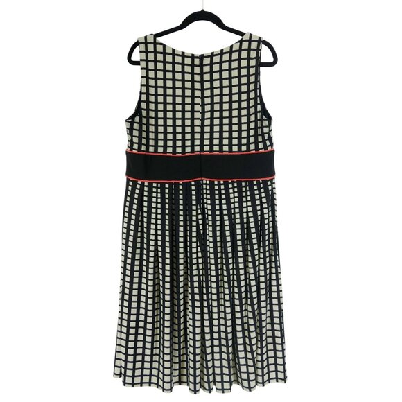 R&M Richards Black Creme Geometric Print Sleeveless Dress Size 16 Midi Fall - Picture 3 of 6